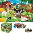 Jumbo Floor Puzzle for Kids,Farm Animals Jigsaw Large Puzzles,48 Piece Barn Puzzle for Toddler Ages 3-5,Children Learning Preschool Educational Toys,Birthday Easter Gift for 4-8 Years Old Boy and Girl