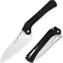 TACRAY Folding Kitchen Chef Knife, 5.49" Foldable Camping Knife with 10cr15mov Stainless Steel Blade, Anti-skidding and Ergonomic Designed G10 Handle for both Indoor and Outdoor Cooking (12 inches, Black)