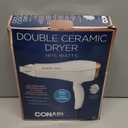Conair Double Ceramic Hair Dryer with Diffuser | Blow Dryer with Ionic Conditioning | Includes Diffuser and Concentrator, White
