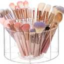 HBlife Clear 360 Rotating Makeup Brush Holder Organizer, 8.26 x 8.26 x 4.48 Inches Acrylic Makeup Organizer with 8 Compartments