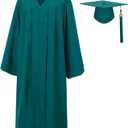 SAMDEEMI Unisex Adult Matte Graduation Gown Cap Tassel Set 2025 for High School and Bachelor, Emerald 63"