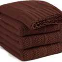 Carriediosa Knit Throw Blanket for Couch 50" X 60", Soft Cozy Stripe Pattern Cable Knitted Throws Fall Fluffy Textured Solid Home Decor Blankets Couch Cover for Bed Sofa, Dark Brown