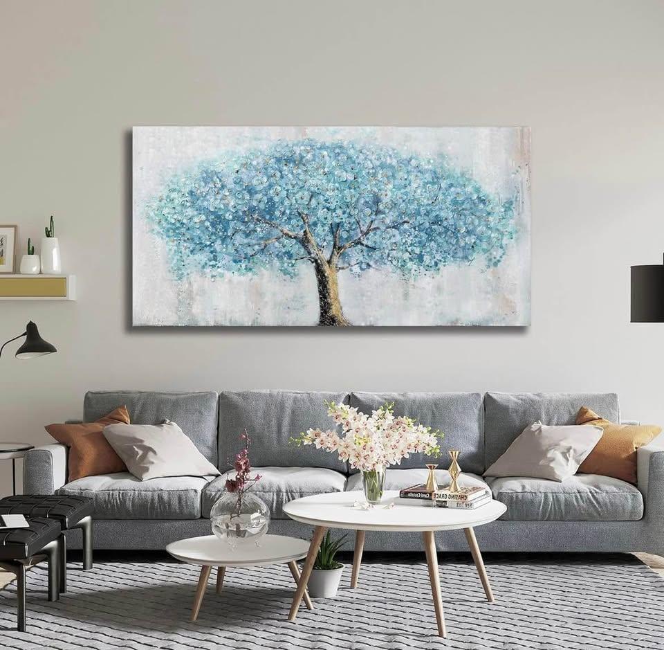 Yuaxker Tree of Life Wall Art Large Blue and Gold Wall Decor Trendy Canvas Painting Modern Aesthetic Artwork for Living Room Bedroom Dining Room Office Home Decor 30x60inch