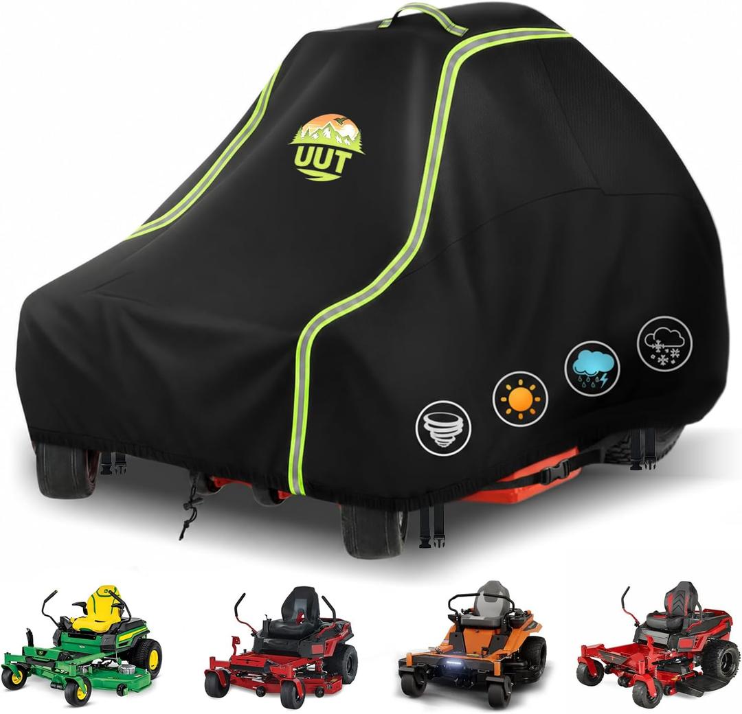 Zero Turn Mower Cover, Zero Turn Lawn Mower Cover Waterproof Heavy Duty 420D, Riding Lawn Mower Cover for Outdoor Use, Fits Most Mowers up to 60, Fits John Deere, Toro, Husqvarna & More.