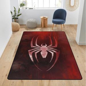 Red Spider Area Rug White Spider Symbol Carpet Modern Graphic Hallway Popular Rug Unique Home Decor Floor Mat for Kids Room Living Room Bedroom Playroom Rugs 4'x 5.3'