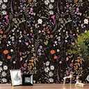 JiffDiff Floral Wallpaper Peel and Stick, Self Adhesive Wallpaper for Home Bedroom Cabinets and Kitchen Countertop Peel and Stick Thicken Contact Paper (17.3"x118", Dark Floral) 2Pcs