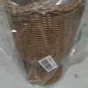 Rattan Planter, Woven Planter Basket for Plants Indoor Outdoor, Rattan Flower Pot, Decorative Plant Holder Basket for Garden Patio Boho Home Decor(Brown&Scalloped-Small:11.81" H x 9.84" W)