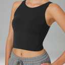 Colorfulkoala Dreamlux Womens Padded Sports Bra High Neck U-Back Yoga Running Workout Athletic Tank Top with Removable Cups (Black, XL)