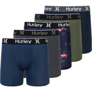 Hurley mens 5 Pack Stretch Boxer Briefs (Small, Flamingo Combo)