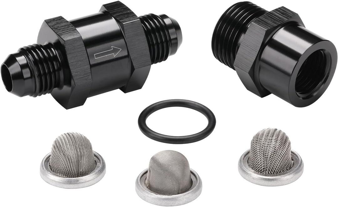 Podavelle 6AN Inline Fuel & Oil Feed Filter Set with 30 80 150 Micron Elements Aluminum Black