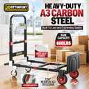 Upgraded Version 3 in 1 Convertible Hand Truck Dolly, 600 Lbs Capacity Heavy Duty Dolly Cart, Foldable Hand Truck with Brake Wheels, Anti-Slip Strip & 2 Elastic Ropes for Office Home Warehouse