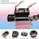 Stagiant Rolling Makeup Train Case Large Storage Cosmetic Trolley 4 Tray with Sliding Rail Removable Middle Layer with Key Swivel Wheels Salon Barber Case Traveling Cart Trunk (EXP 09/21/26)