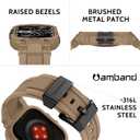 amBand Compatible with Apple Watch Series 11/10 42mm Bands Case for Men Women, M1 Sport Rugged Heavy Duty Protective Cover Tactical Strap Military Protector Bumper for iWatch Accessories - Desert Tan