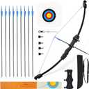 40" Youth Bow and Arrow Set for Kids 8-12 & Teens - Ambidextrous Recurve Archery Gear with Safety Arrows - Toys for Ages 8-13, Backyard Games Gift for Beginner Archers (Black)