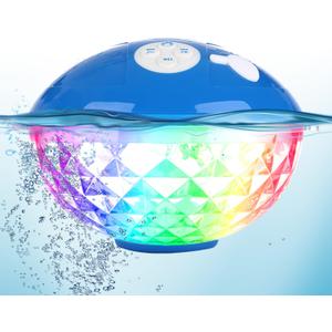 Bluetooth Pool Speaker Floatable,IPX7 Waterproof Portable Wireless Shower Speaker with Colorful Lights, Built-in Mic Hot Tub Speaker with Loud Stereo Sound for Pool Beach Home Party Travel Outdoors