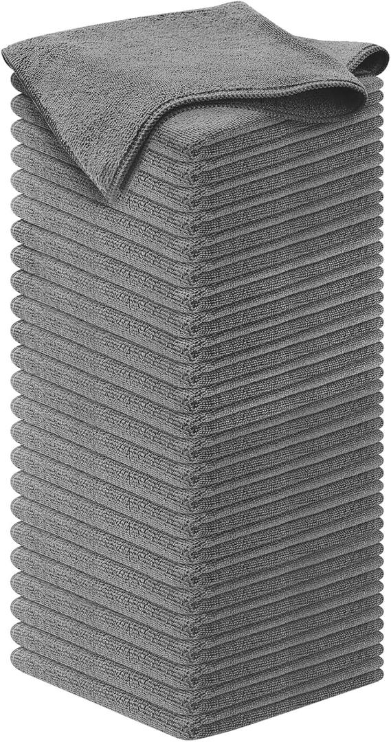 USANOOKS Microfiber Cleaning Cloth Grey - 50 Pcs (12.5"x12.5") - High Performance - 1200 Washes, Ultra Absorbent Microfiber Towel Weave Grime & Liquid for Streak-Free Mirror Shine - Car Washing Cloth (Gray)