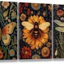 3 PCS William Morris Canvas Wall Art for Home Decor Bee Dragonfly Butterfly Painting Poster William Morris Botanical Insects Pictures Prints Wall Decor for Living Room Bedroom Home Decorations 1216 in(Stretched Canvas on A Wooden Frame)