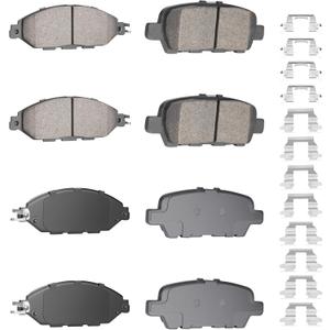 ILONPA Front Rear Ceramic Disc Brake Pads Set for Nissan Murano 2015-2020, Pathfinder 2013-2019, for INFINITI JX35 2013, QX60 2014-2019 8PCS(With Hardware)