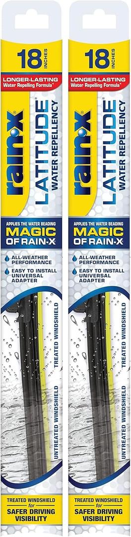 Rain-X 5079275-2 Latitude 2-In-1 Water Repellent Wiper Blades, 18 Inch Windshield Wipers (Pack Of 2), Automotive Replacement Windshield Wiper Blades With Patented Repellency Formula