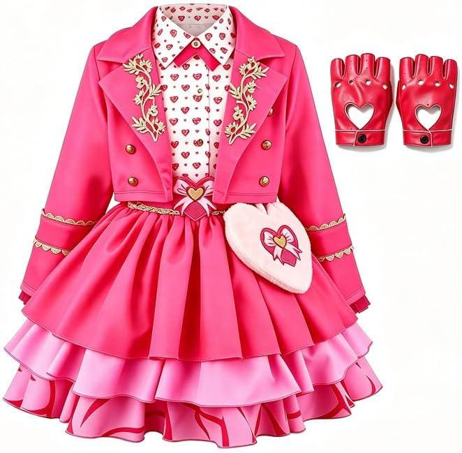 Wicked Wonderland Bridget Pink Costume Queen of Hearts Halloween Outfit with Jacket Dress & Accessories (Pink, S)