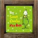 Funny Christmas Decorations, Christmas Wooden Sign for Home Bathroom Decor, Holiday Art Prints with Wood Frame, Xmas Tiered Tray Decor Party Supplies, White Elephant Gifts Stocking Stuffer, 7x7 Inch (Sweet)