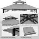 COOSHADE Grill Gazebo Replacement Canopy Roof Outdoor Double Tiered Barbecue Gazebo Top Cover Fit for Model L-GG001PST-F (Grey)