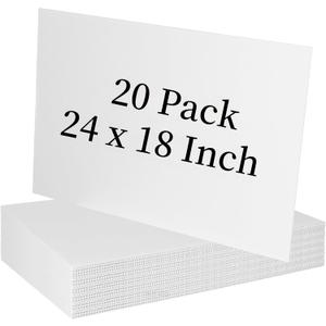 20 Pack 18'' x 24'' Large White Corrugated Plastic Sign Blank Board Double Sided for Garage Sale, Rent, Birthday Party, Guidepost Decorations