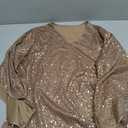 Womens Sequin Top 3/4 Sleeve Sparkly Shirt Glitter V-Neck Dressy Blouse for Evening Party Night (L)