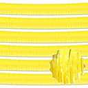 6P Macaroon Yellow Wavy Metallic Foil Fringe Banner Tinsel Banner Backdrop Garland Curtains for Parade Floats Wedding Birthday Parties Decoration Halloween Christmas