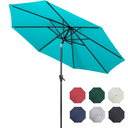 Tempera 10 ft Patio Market Outdoor Table Umbrella with Push Button Tilt and Crank Lift, Sturdy Pole & Fade Resistant Canopy, Easy to Set - Turquoise