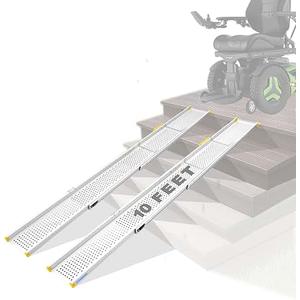 Ruedamann 10FT Wider Adjustable Wheelchair Ramp, Lightweight Portable Ramp for Wheelchair, Strong Capacity for Electric Scooters, Telescopic Aluminum Wheelchair Ramp for Home, Doorways