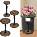 3 Pack Adjustable Height Planter Inserts, 10.2-18.9 Inch Wooden Fillers Risers for Inside Pots, Iron Lift Inserts Flower Display Stand for Planter (5.9" 7.87" 9.84" Base)