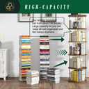 5Tier Rotating Bookshelf, 360 Display Stackable Spinning Bookshelf Tower,Round Space Saving Tall Floor Standing Swivel Bookcase Corner Storage Organizer for Bedroom/Living Room/OfficeGold