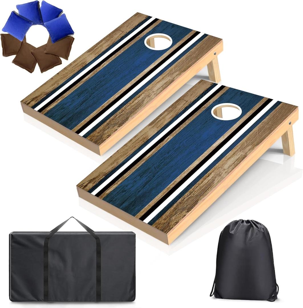 Cornhole Boards Set - Regulation Size 4x2/3x2ft Solid Wood Corn Hole Game Set with 8 Bean Bags and 2 Cornhole Boards - Perfect for Outdoor Game