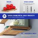 Goovilla Shelf Bracket, Heavy Duty Floating Shelf Brackets 10 inch Long, 12 Pack Brackets for Shelves, Black Coated Metal Wall Shelf Support Brackets with 1/5 Inch Thick and 160 lb. Load Capacity