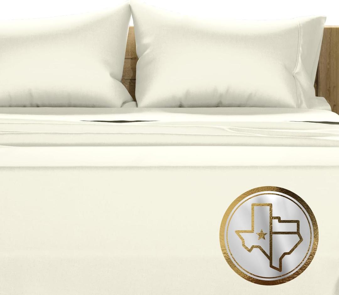TEXAS LINEN CO. 100% Egyptian Cotton Sheets Full Size - 1000 Thread Count 4 PC Deep Pocket Full Size Bed Sheets Set, Soft Sateen Weave Luxury Hotel Cooling Sheet, Fits Mattress Upto 18" - Ivory