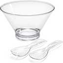 Covzoe Salad Bowls with 2 Servers, 108 Oz Large Shatterproof Plastic Fruits Serving Mixing Bowls, Reusable Food Storage Container for Vegetables, Chip and Dip, Popcorn, Condiments, Party