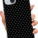 for iPhone 15 Case,Fashion Cute Aesthetic Polka Dot Pattern | Cover for Women | Shockproof Slim Soft TPU and Hard PC Protective Black