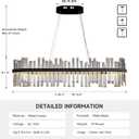 Black Led Modern Crystal Chandelier: 39.3" Rectangle Linear 3 Color Dimmable Chandeliers for Dining Room Over Table - Luxury Rectangular Contemporary Oval Light Fixture for Living Room Bedroom Foyer