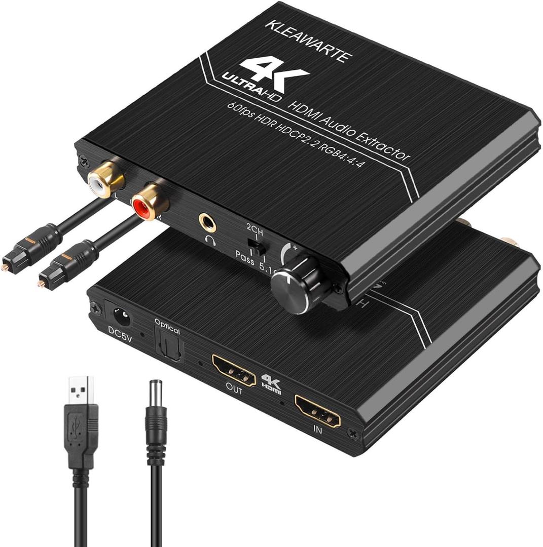 HDMI Audio Extractor Adapter HDMI to Optical SPDIF 3.5mm Stereo L/R Audio Converter Volume Control