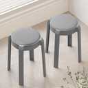 Timati 2 Set Dining Chair Meal Chairs, Household Plastic Stool, PU Leather Upholstered Dining Chair, Armless Leisure Side Chair with Wood Legs for Dining Room Kitchen Living Room Bedroom (Grey Y)