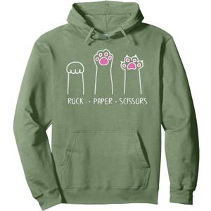 Rock Paper Scissors Hand Game Cute Paw Funny Cat Pullover Hoodie S