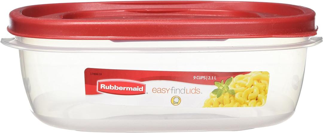 Rubbermaid 7J71 Easy Find Lid Square 9-Cup Food Storage Container and Lid (Pack of 4)