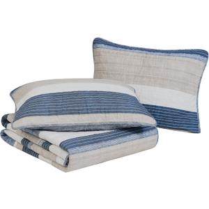 Nautica - Queen Quilt Set, Soft & Breathable Cotton Bedding with Medium Weight Feel, Reversible 3 Piece Bed Set with Matching Pillowcases (Ridgeport Denim)