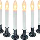 Electric Window Candle Lamp with Pewter Plated Base, Dusk to Dawn Sensor Turns Candle on in Dark and Off in Light, Ready to Use 8 Pack