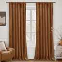 LAMIT 90 Inches Velvet Panels for Living Room, Golden Brown Thermal Blackout Curtains Room Darkening Back Tab and Rod Pocket Panels for Mid Century Decor Bedroom, 2 Panels, 52 x 90 Inch