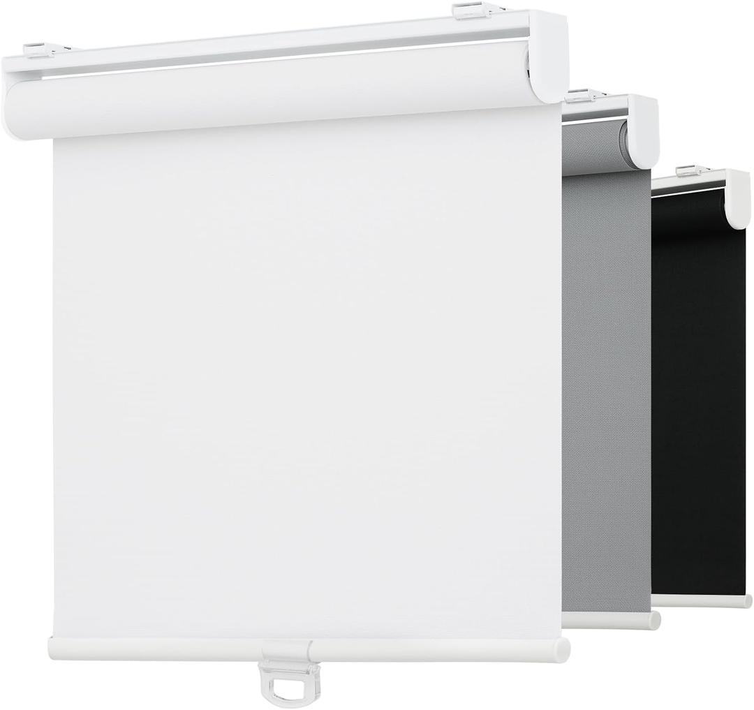 Cordless 5% Openness View Roller Shades for Indoor Windows,Solar Screen Flame Retardant,Thermal Insulated UV Protection Fabric,Rolled Up Blinds with Spring System for Home(White,35" W x 72" H)