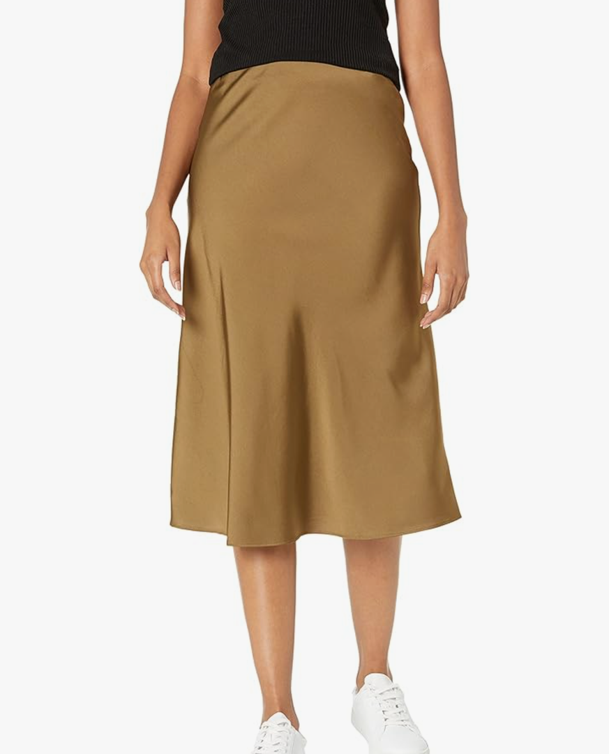 The Drop Women's Maya Silky Slip Skirt, 5X Dark Olive The Drop Women's Maya Silky Slip Skirt, 5X Dark Olive
