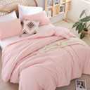 weigelia Blush Pink Comforter Set Twin Boho Pink Twin Comforter with 1 Pillowcases - Soft Lightweight Cozy Bedding Set for All Season - Beige Comforter Twin Size for Women Teens Kids