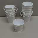 3.1" Galvanized Mini Tin Buckets  12Pcs White Metal Buckets with Handle, Ideal for Party Favors, Bridal Shower and Craft Projects (White, 3.1")